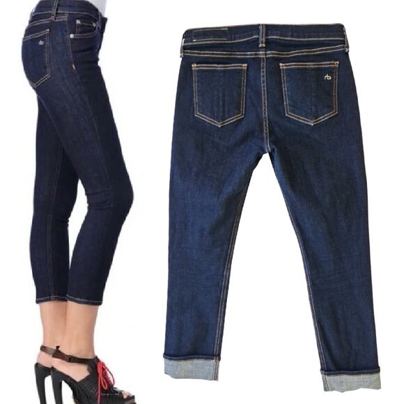 Rag & Bone Jeans Capri Cropped Skinny Jeans in Heritage Dark Wash size 27 - Picture 1 of 11